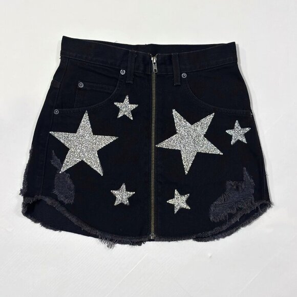Carmar Dresses & Skirts - Carmar Beatrice Black Denim Silver Star Jean Skirt - Size 26